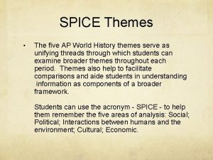 SPICE Themes The five AP World History themes