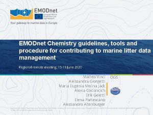 EMODnet Chemistry guidelines tools and procedure for contributing