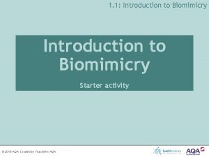 1 1 Introduction to Biomimicry Starter activity 2015