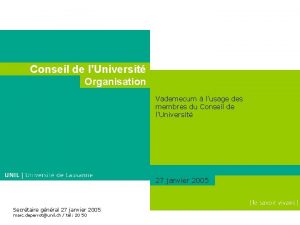 Conseil de lUniversit Organisation Vademecum lusage des membres