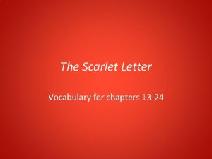 Scarlet letter vocabulary