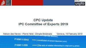 CPC Update IPC Committee of Experts 2019 Nelson