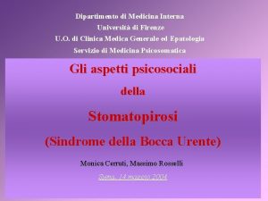 Dipartimento di Medicina Interna Universit di Firenze U