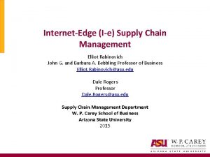 InternetEdge Ie Supply Chain Management Elliot Rabinovich John