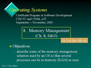 Operating Systems Certificate Program in Software Development CSETC