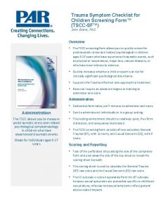 Trauma Symptom Checklist for Children Screening Form TSCCSF