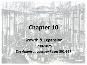 Chapter 10 Growth Expansion 1790 1825 The American