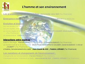 Lhomme et son environnement Les grandes thories de