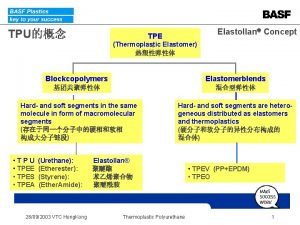 TPU Elastollan Concept TPE Thermoplastic Elastomer Blockcopolymers Elastomerblends