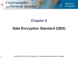 Chapter 6 Data Encryption Standard DES 1 Copyright