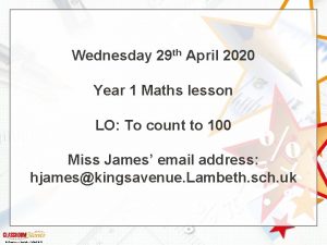 Wednesday 29 th April 2020 Year 1 Maths
