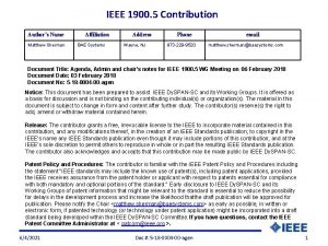 IEEE 1900 5 Contribution Authors Name Matthew Sherman