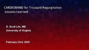 CARDIOBAND for Tricuspid Regurgitation Lessons Learned D Scott