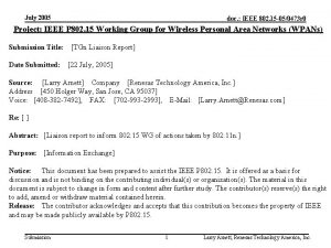 July 2005 doc IEEE 802 15 050473 r