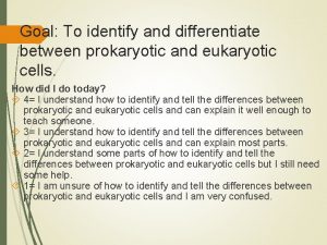 Goal To identify and differentiate between prokaryotic and