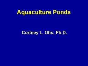 Aquaculture Ponds Cortney L Ohs Ph D Topics