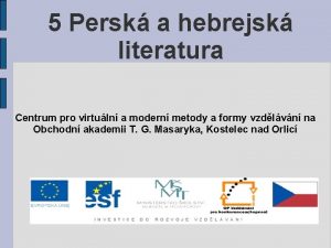 5 Persk a hebrejsk literatura Centrum pro virtuln