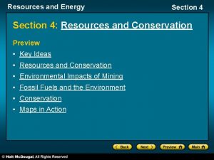 Resources and Energy Section 4 Resources and Conservation