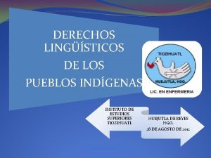 DERECHOS LINGSTICOS DE LOS PUEBLOS INDGENAS INSTITUTO DE