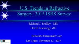 U S Trends in Refractive Surgery 2015 ISRS