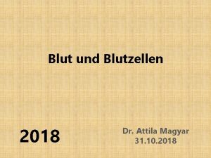 Blut und Blutzellen 2018 Dr Attila Magyar 31