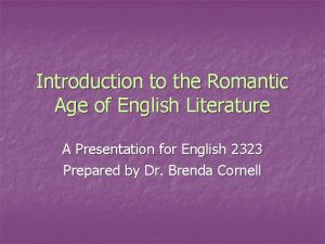 Introduction to the Romantic Age of English Literature