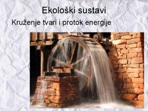 Ekoloki sustavi Kruenje tvari i protok energije Kruenje