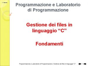 C Gaibisso Programmazione e Laboratorio di Programmazione Gestione