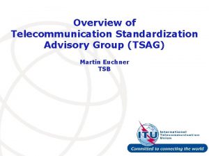 Overview of Telecommunication Standardization Advisory Group TSAG Martin