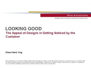 LOOKING GOOD The Appeal of Designs in Getting