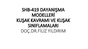 SHB419 DAYANIMA MODELLER KUAK KAVRAMI VE KUAK SINIFLAMALARI