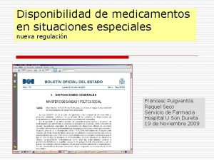 Disponibilidad de medicamentos en situaciones especiales nueva regulacin