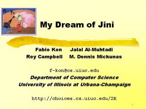 My Dream of Jini Fabio Kon Roy Campbell