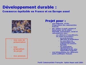 Dveloppement durable Commerce quitable en France et en