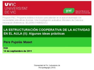 Proyecto PAC Programa didctico inclusivo para atender en