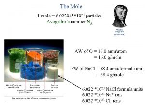 The Mole 1 mole 6 0220451023 particles Avogadros