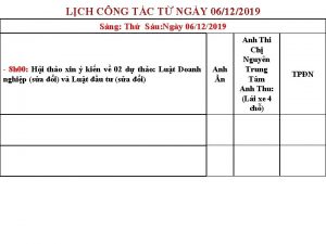 LCH CNG TC T NGY 06122019 Sng Th