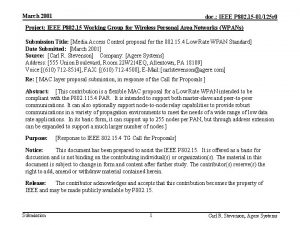 March 2001 doc IEEE P 802 15 01125