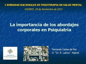 I JORNADAS NACIONALES DE FISIOTERAPIA EN SALUD MENTAL