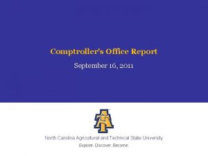 Comptrollers Office Report September 16 2011 North Carolina