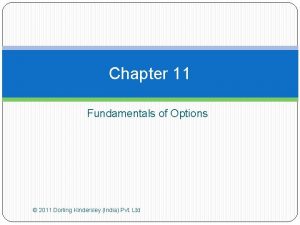 Chapter 11 Fundamentals of Options 2011 Dorling Kindersley