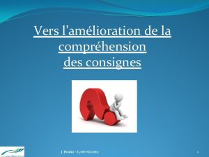 Vers lamlioration de la comprhension des consignes J