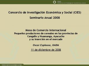 Consorcio de Investigacin Econmica y Social CIES Seminario