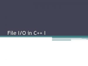 File IO in C I Using InputOutput Files