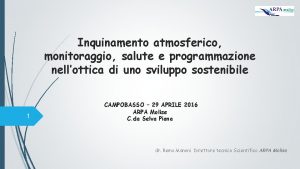 Inquinamento atmosferico monitoraggio salute e programmazione nellottica di