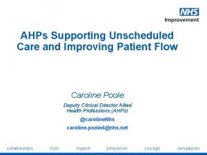 AHPs Supporting Unscheduled Care and Improving Patient Flow