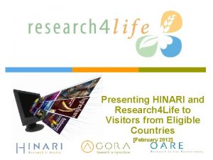 Title Presenting HINARI and Research 4 Life to