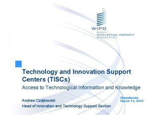 Technology and Innovation Support Centers TISCs Access to