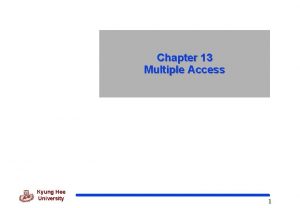 Chapter 13 Multiple Access Kyung Hee University 1