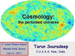 Cosmology the perturbed universe 1 st Asian Winter